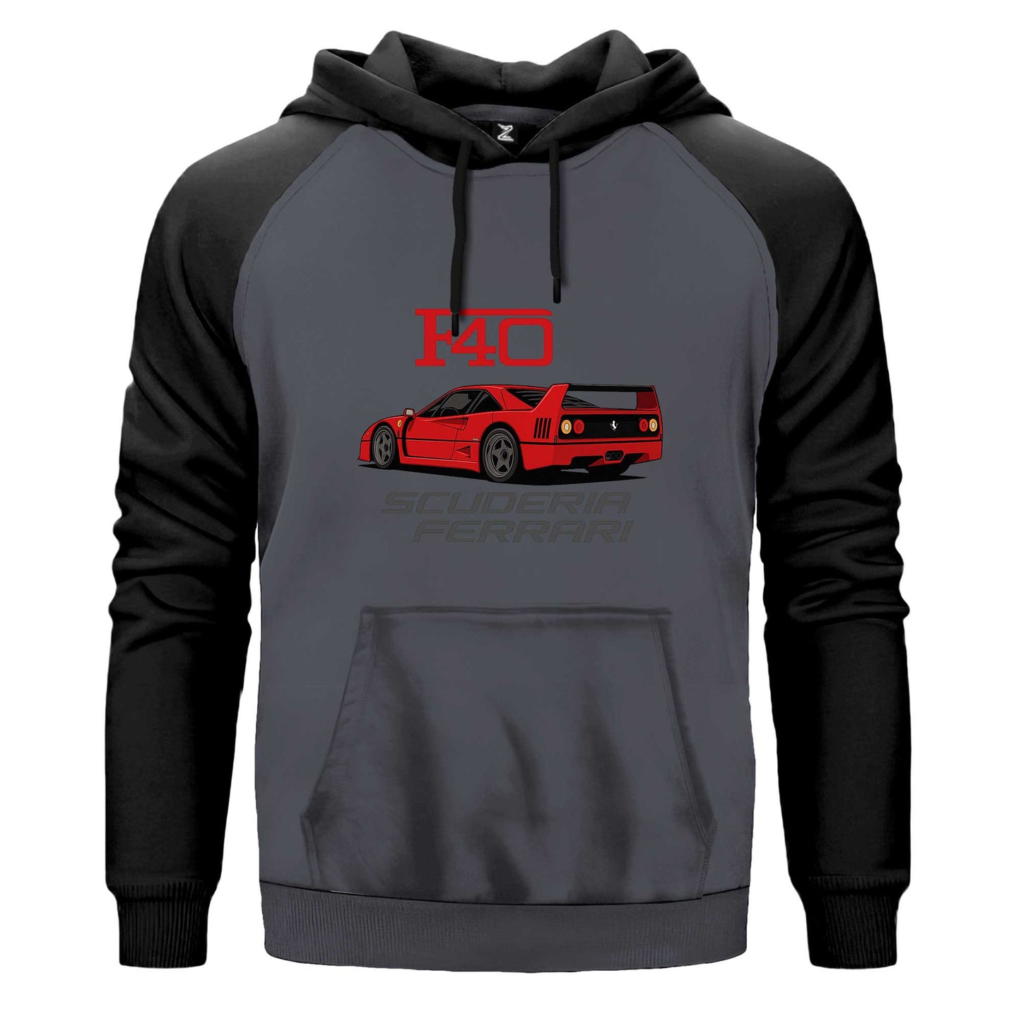 Ferrari F40 Çift Renk Reglan Kol Sweatshirt Kapşonlu