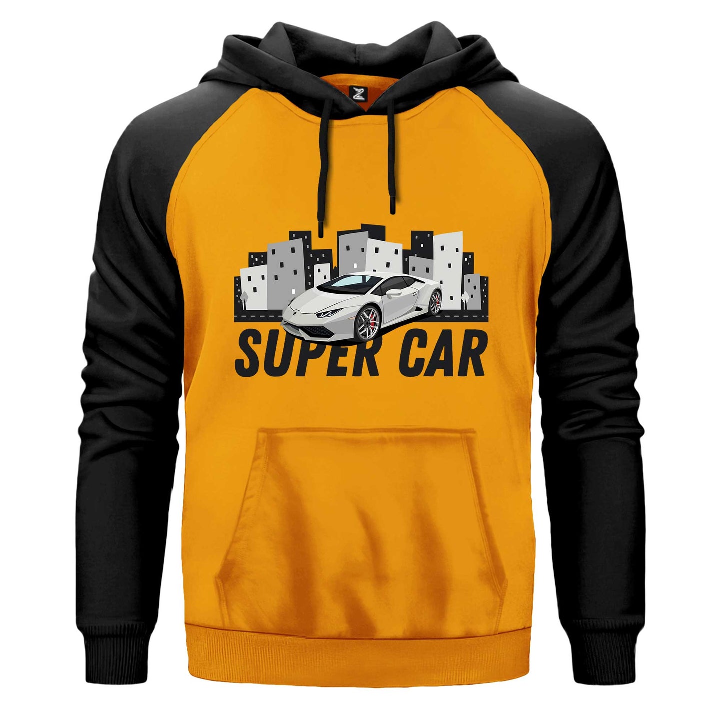 Süper Car Lamborghini Çift Renk Reglan Kol Sweatshirt Kapşonlu
