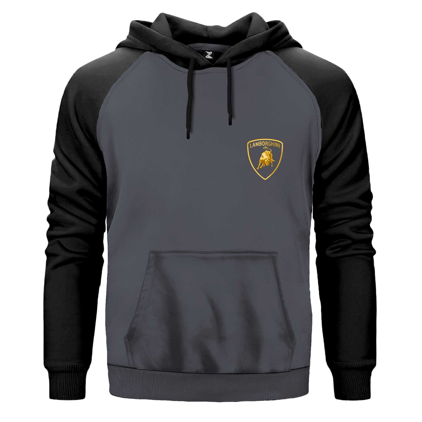 Lamborghini Gold Logo Çift Renk Reglan Kol Sweatshirt Kapşonlu