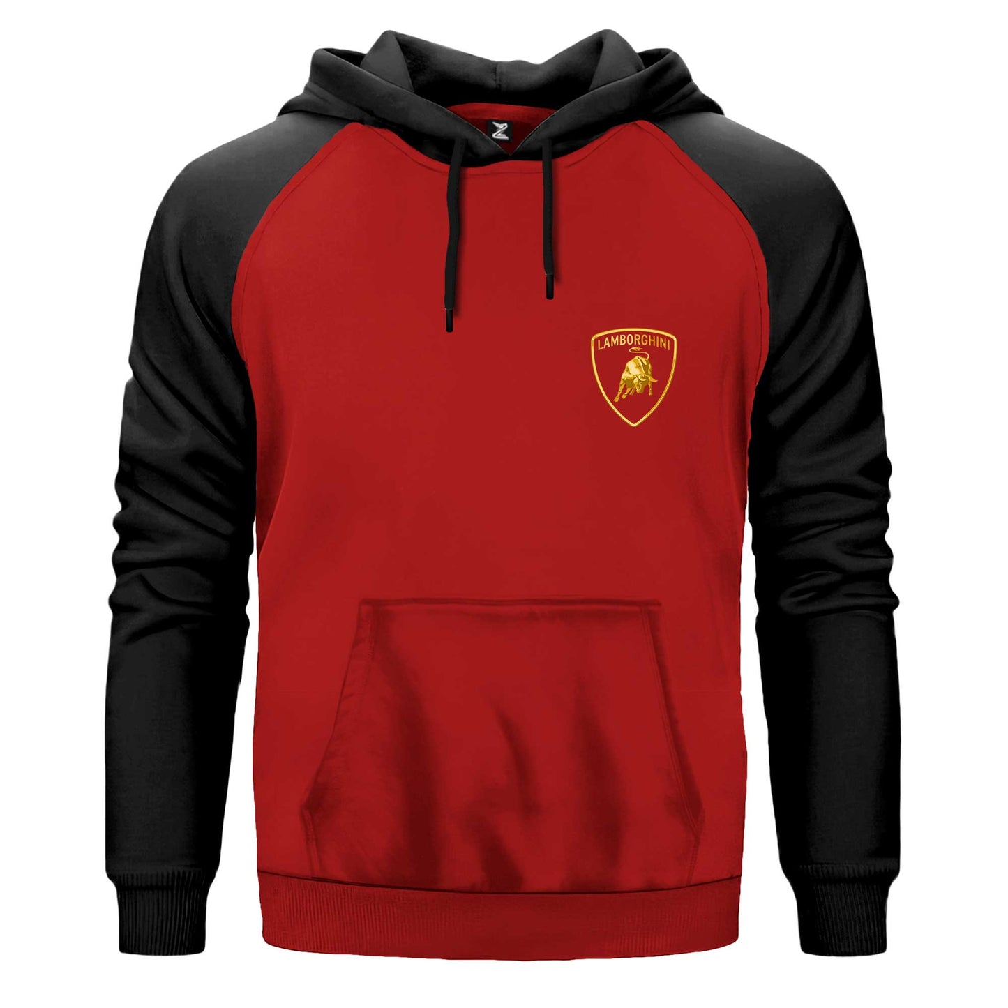 Lamborghini Gold Logo Çift Renk Reglan Kol Sweatshirt Kapşonlu