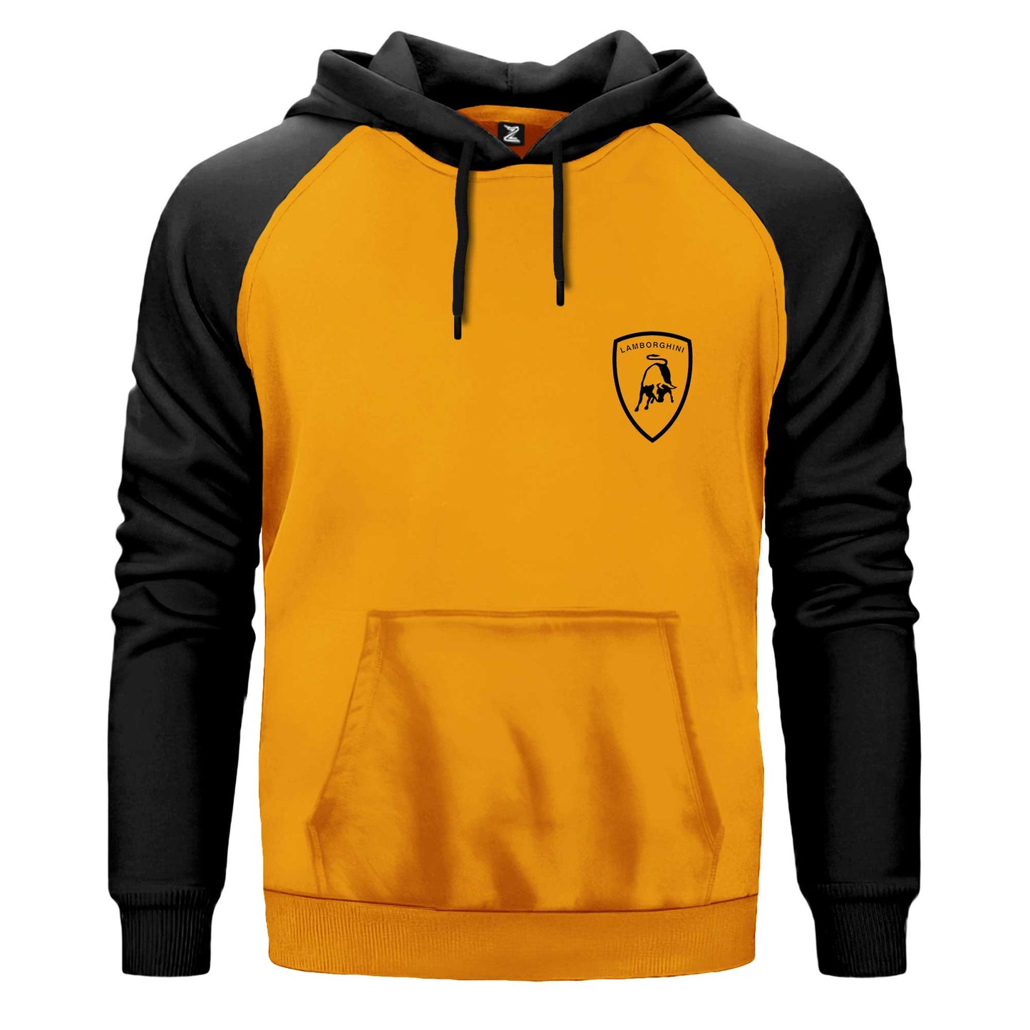 Lamborghini Logo Black Çift Renk Reglan Kol Sweatshirt Kapşonlu