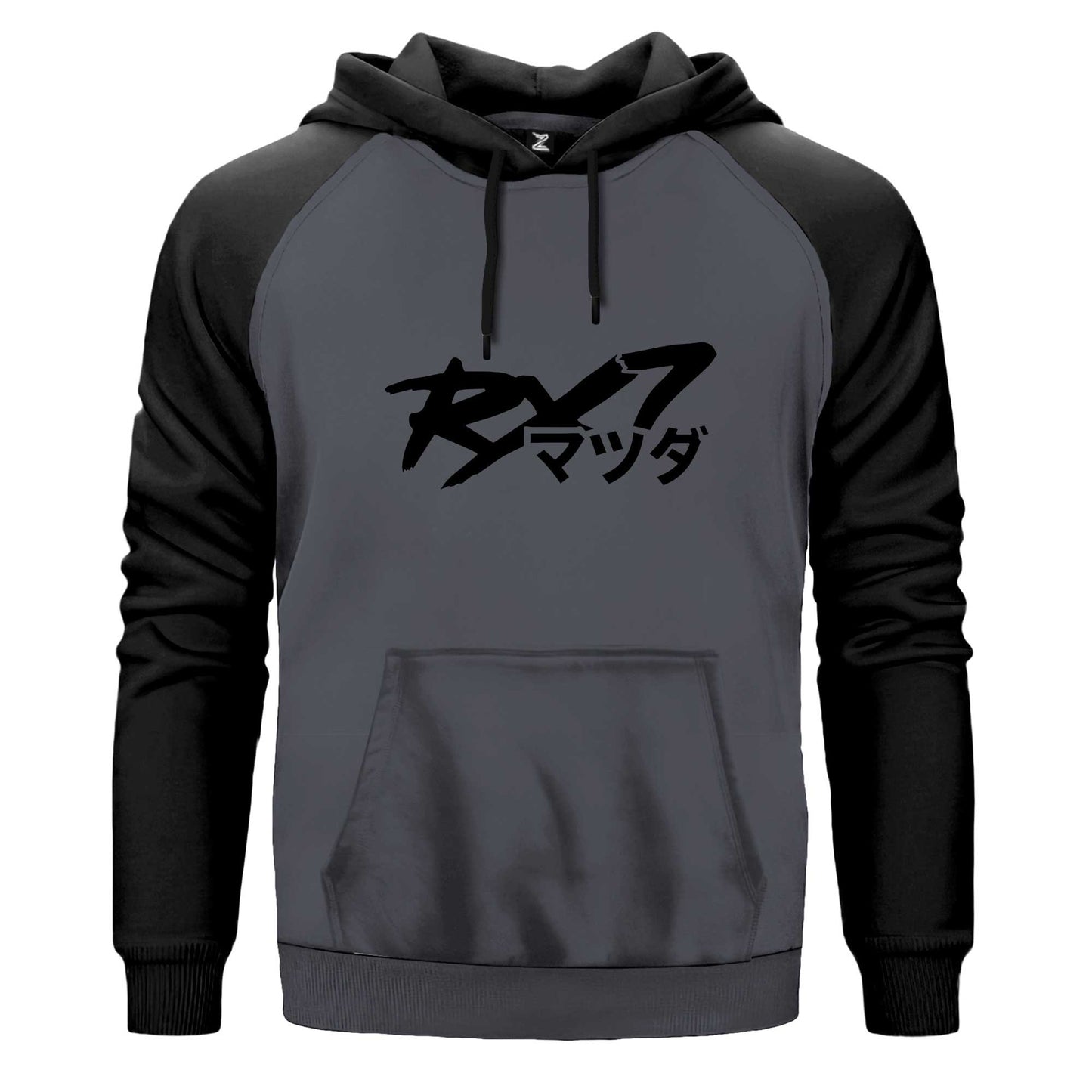 Mazda RX7 Japon Logo Çift Renk Reglan Kol Sweatshirt Kapşonlu