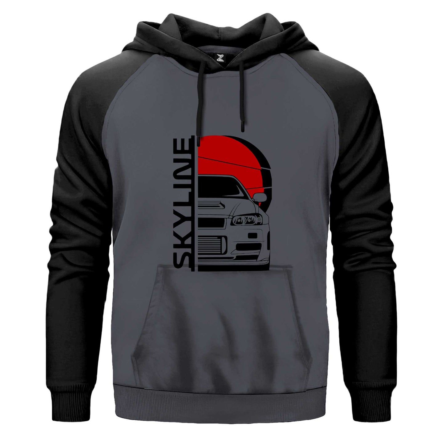 Skyline Çift Renk Reglan Kol Sweatshirt Kapşonlu