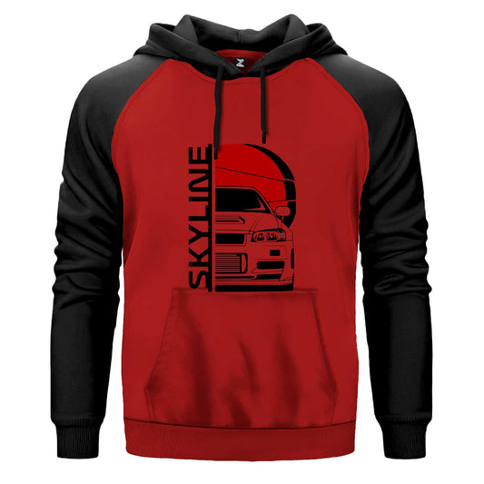 Skyline Çift Renk Reglan Kol Sweatshirt Kapşonlu