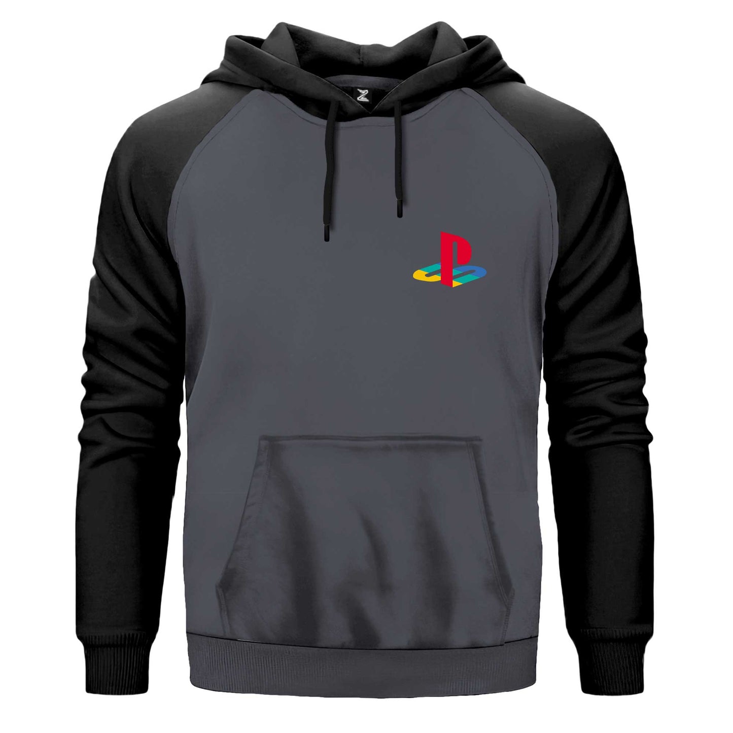 Playstation Logo Color Çift Renk Reglan Kol Sweatshirt Kapşonlu