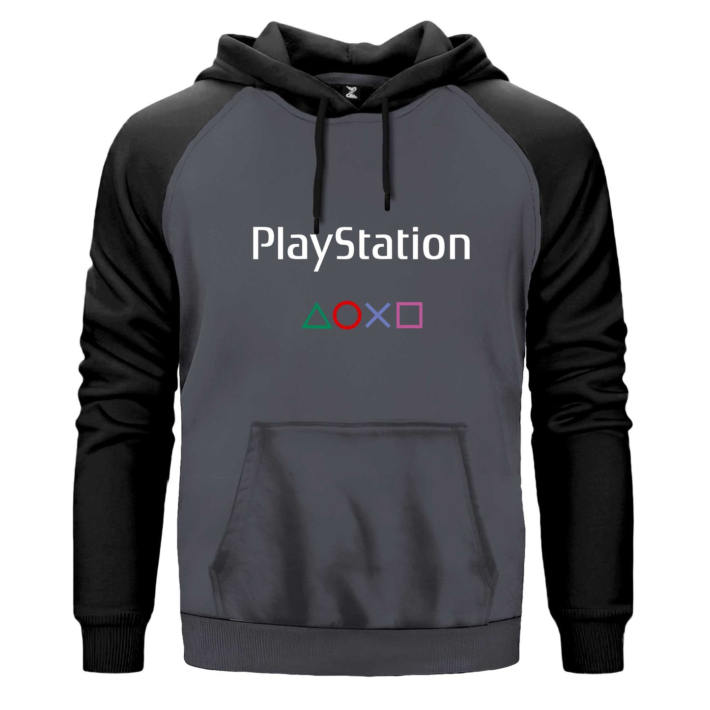 Playstation Text Consol Çift Renk Reglan Kol Sweatshirt Kapşonlu