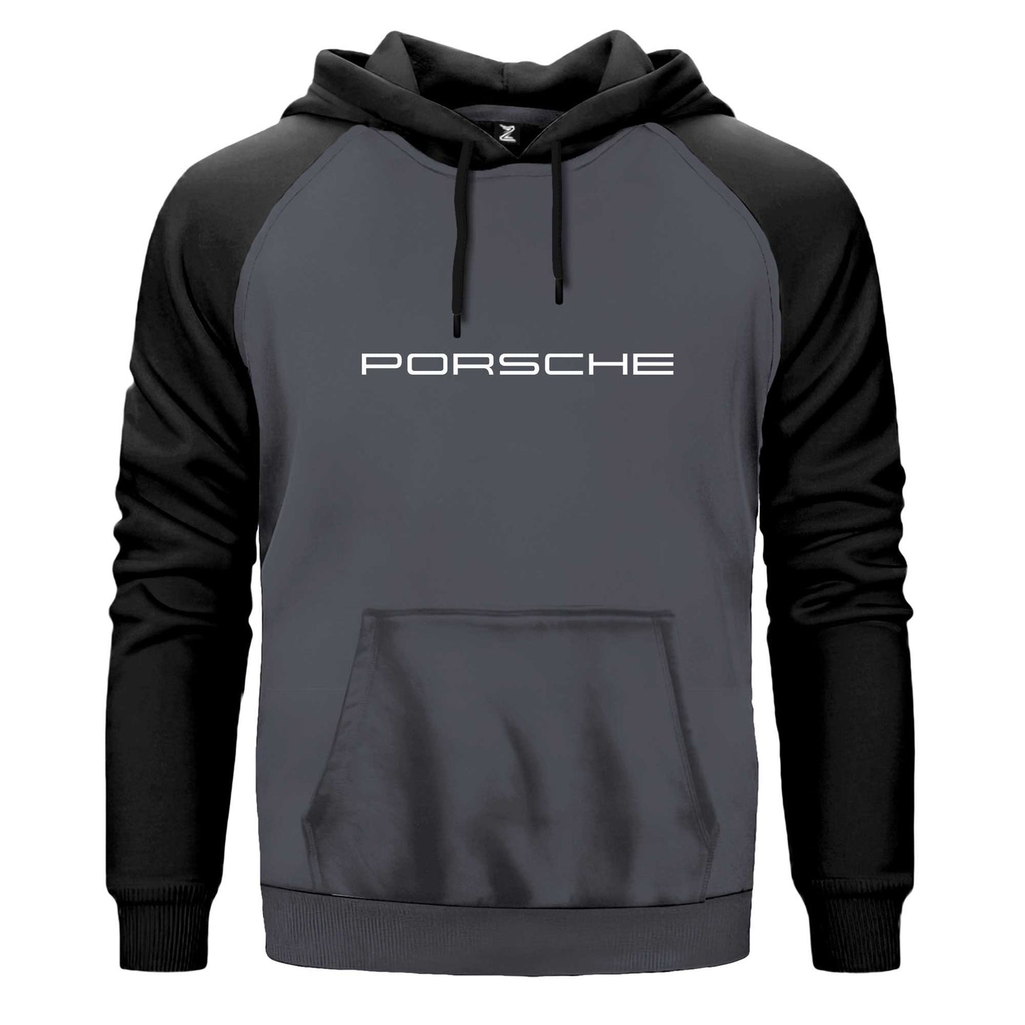 Porsche Text Çift Renk Reglan Kol Sweatshirt Kapşonlu
