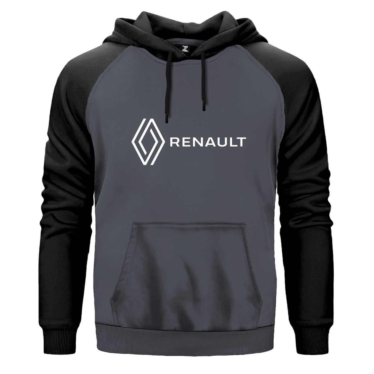 Renault New Logo Text Çift Renk Reglan Kol Sweatshirt Kapşonlu
