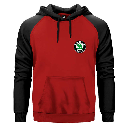 Skoda Auto Çift Renk Reglan Kol Sweatshirt Kapşonlu