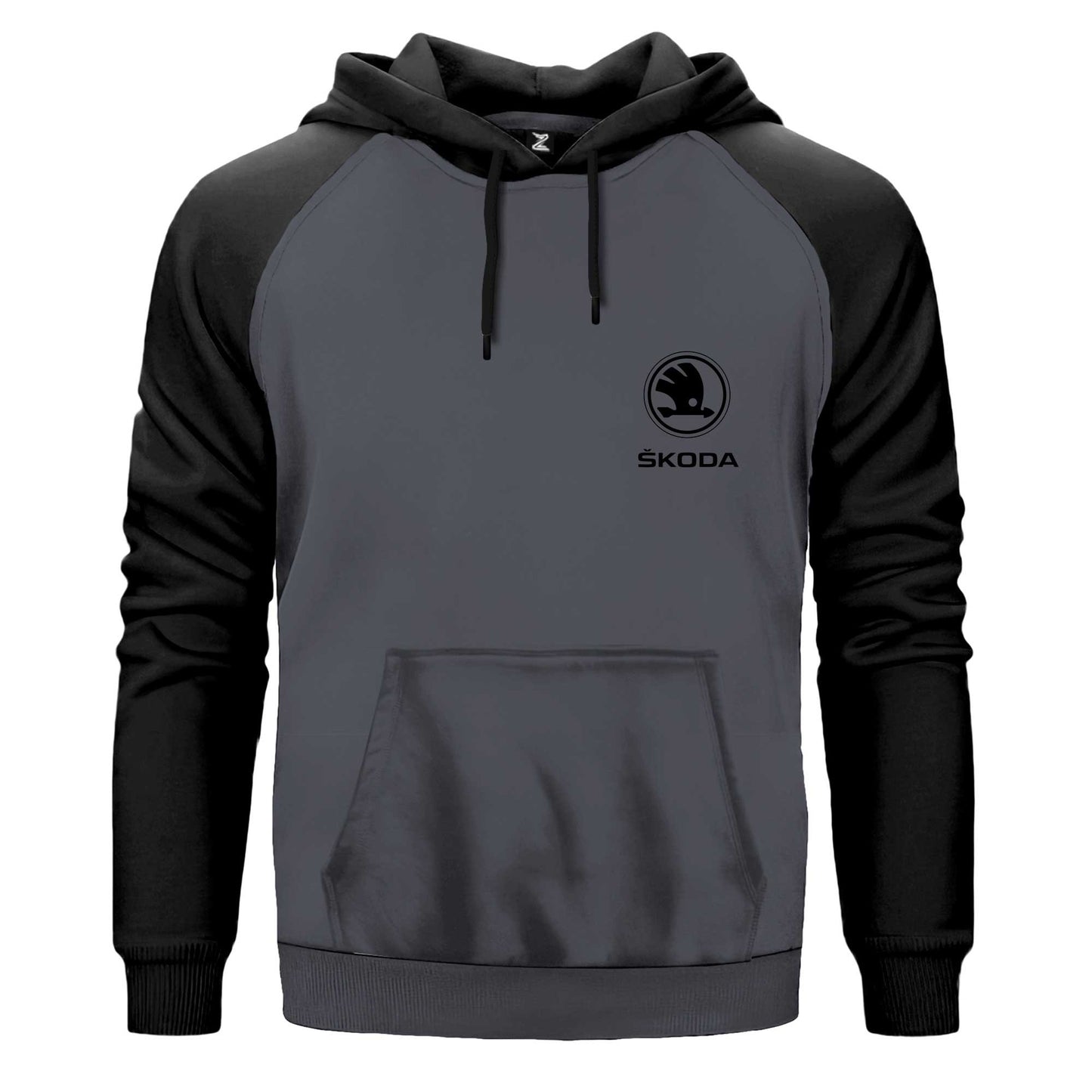 Skoda Logo Çift Renk Reglan Kol Sweatshirt Kapşonlu