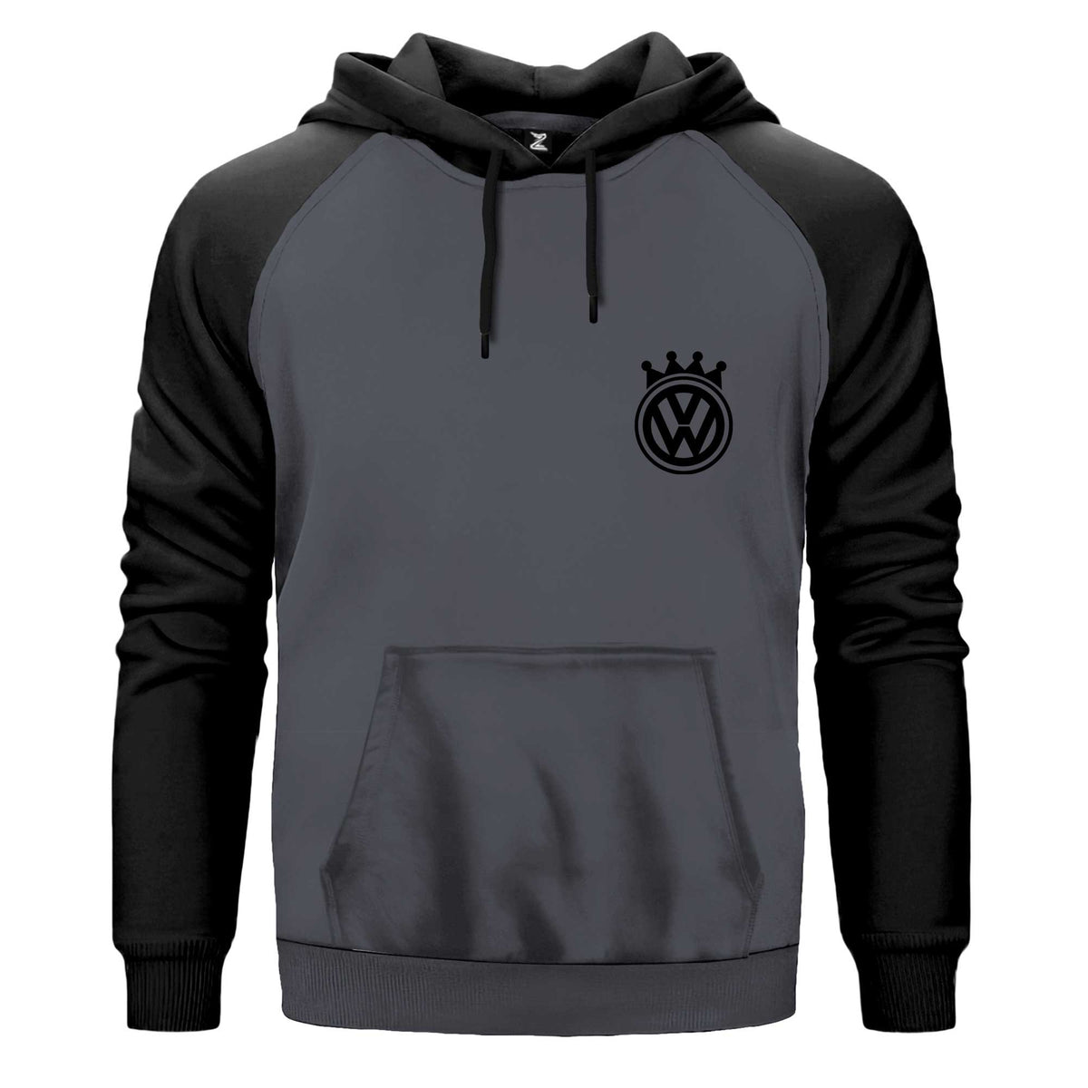 Volkswagen King Logo Çift Renk Reglan Kol Sweatshirt Kapşonlu
