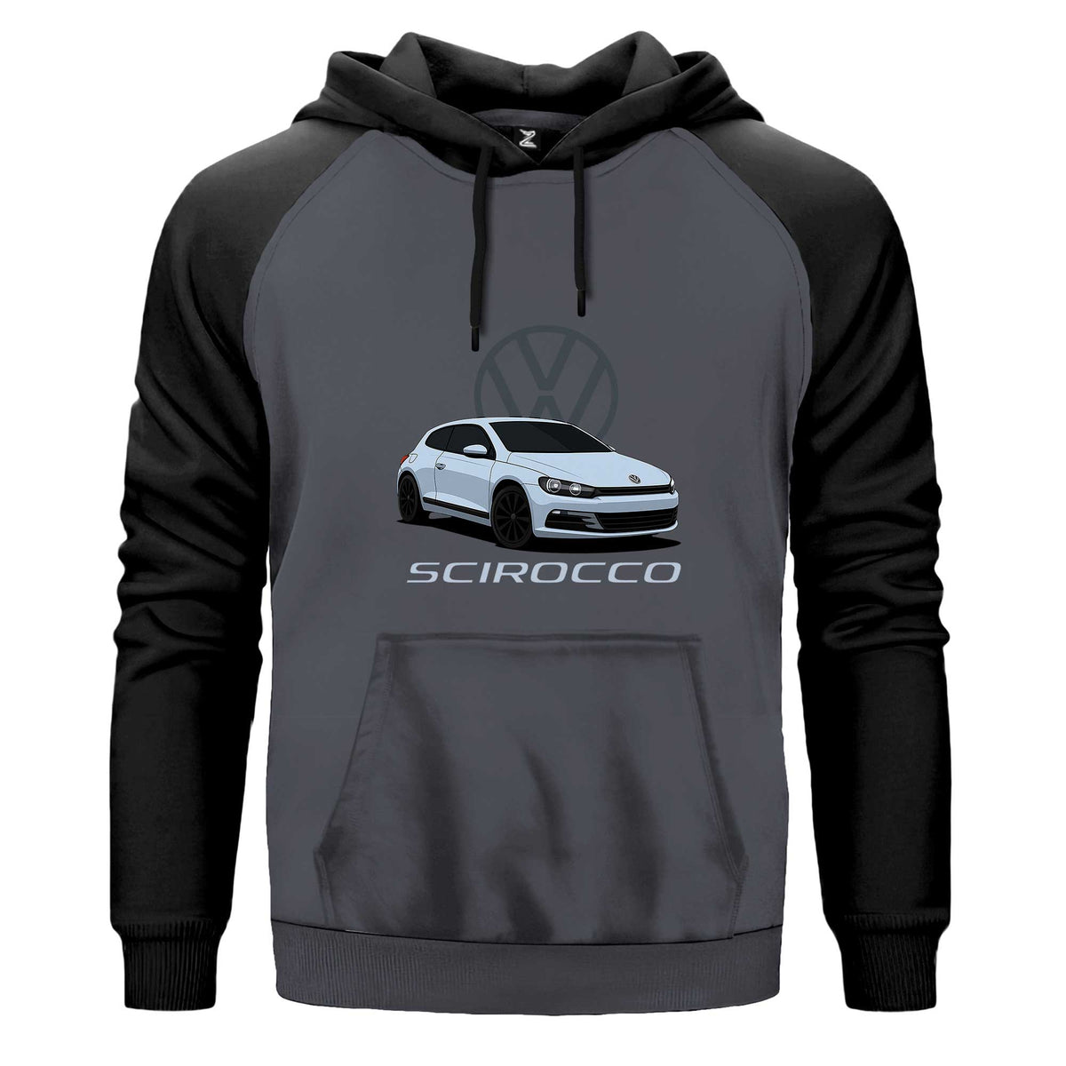Volkswagen Scirocco Kapşonlu çift renk reglan kol kapşonlu sweatshirt - gri