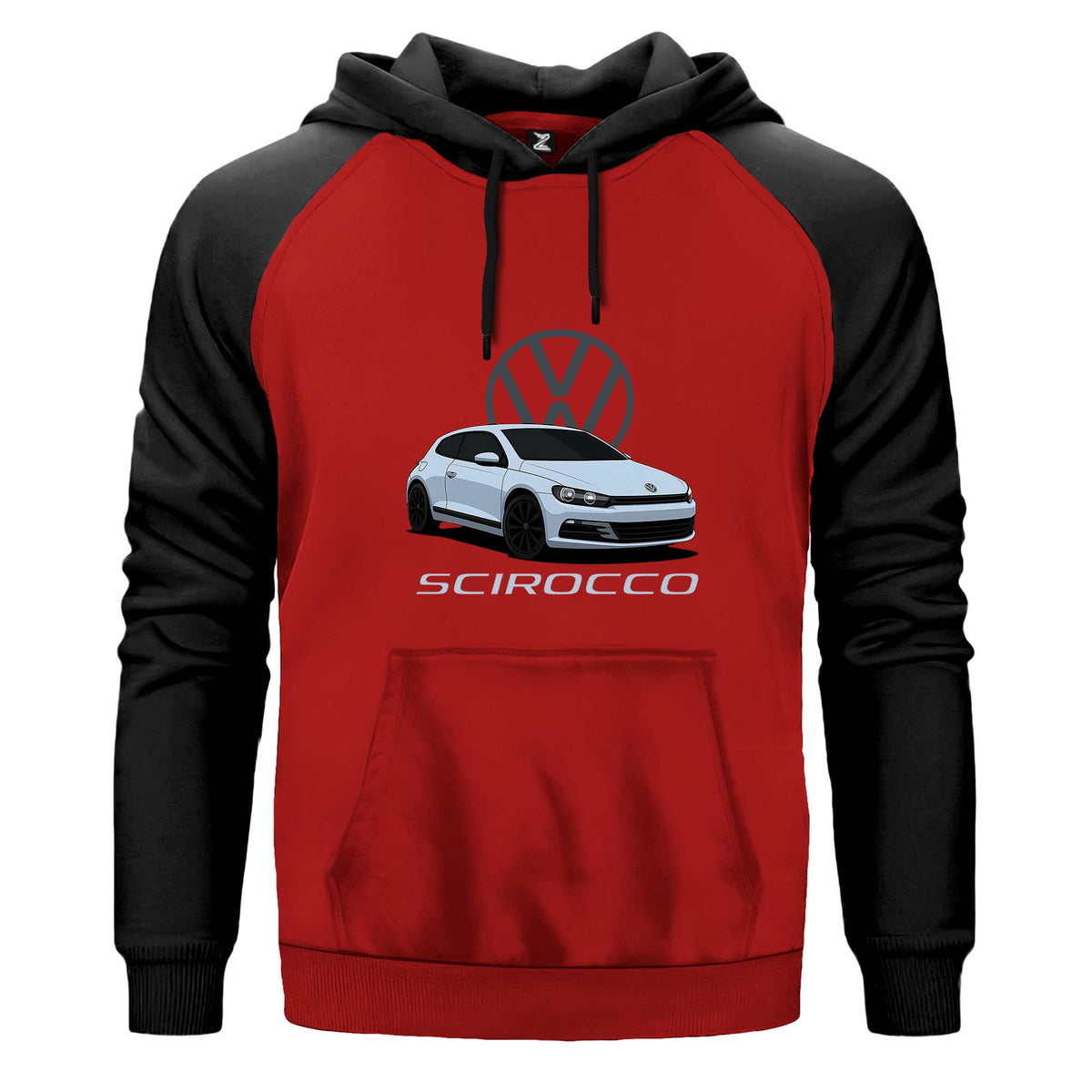 Volkswagen Scirocco Kapşonlu çift renk reglan kol kapşonlu sweatshirt - kırmızı