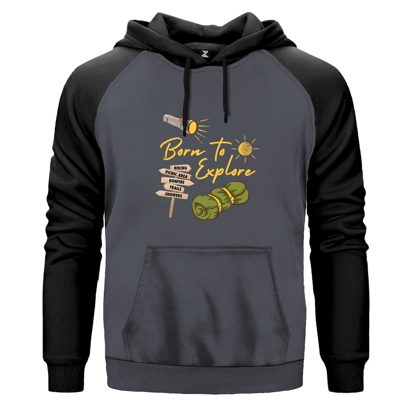 Born To Explore Renkli Reglan Kol Sweatshirt Kapşonlu