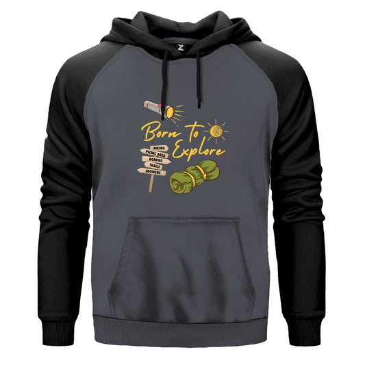 Born To Explore Renkli Reglan Kol Sweatshirt Kapşonlu