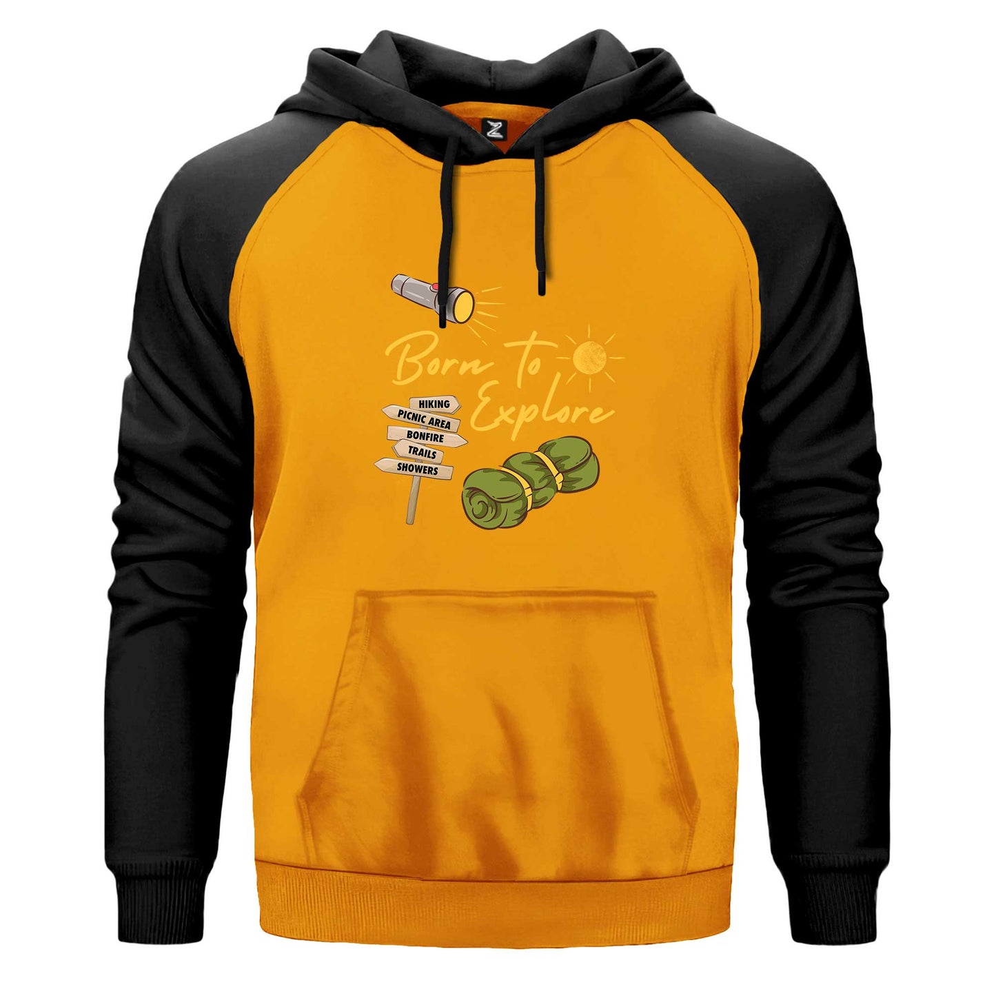 Born To Explore Renkli Reglan Kol Sweatshirt Kapşonlu