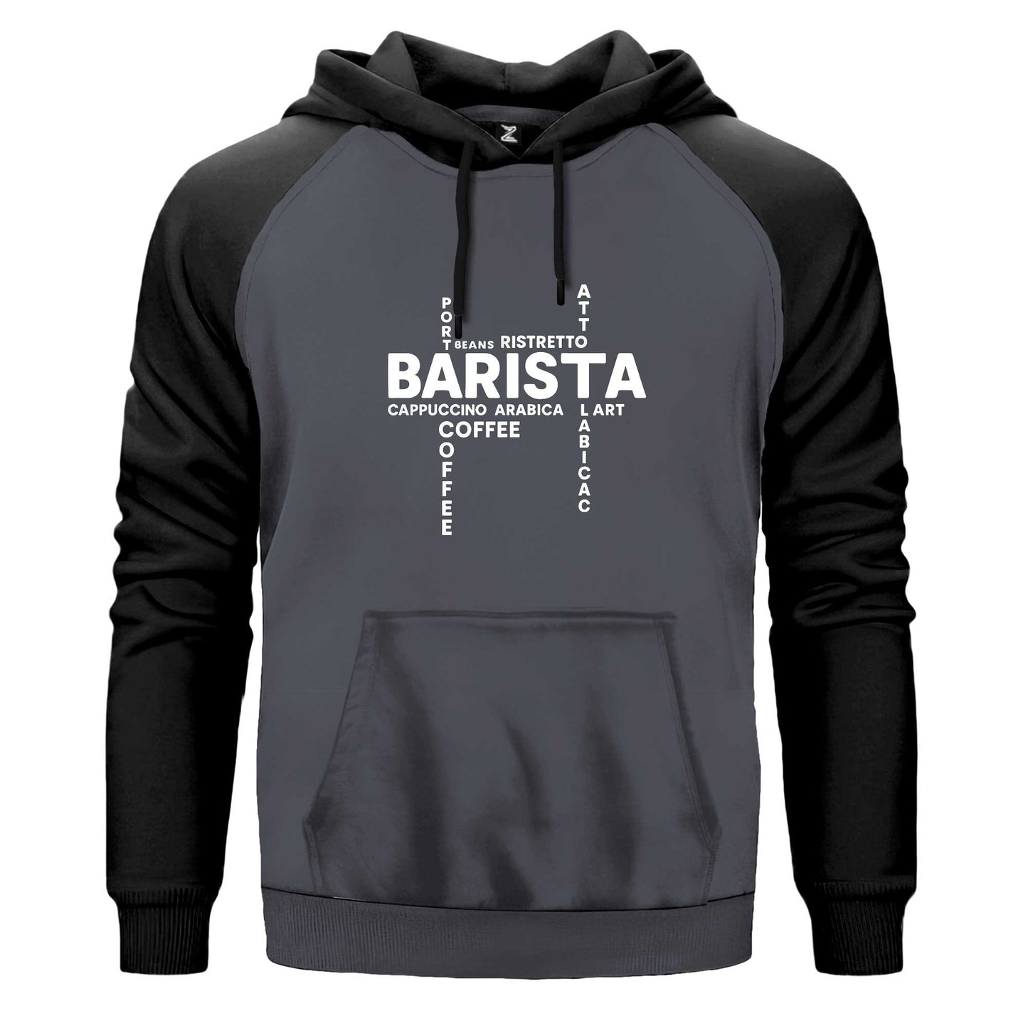 Barista Modern Tasarım Renkli Reglan Kol Sweatshirt Kapşonlu