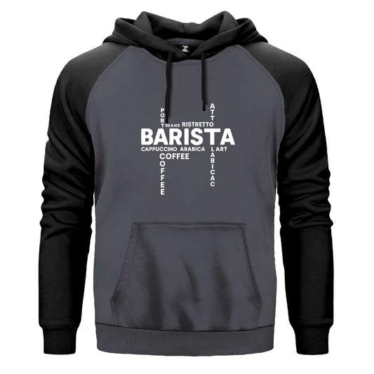 Barista Modern Tasarım Renkli Reglan Kol Sweatshirt Kapşonlu