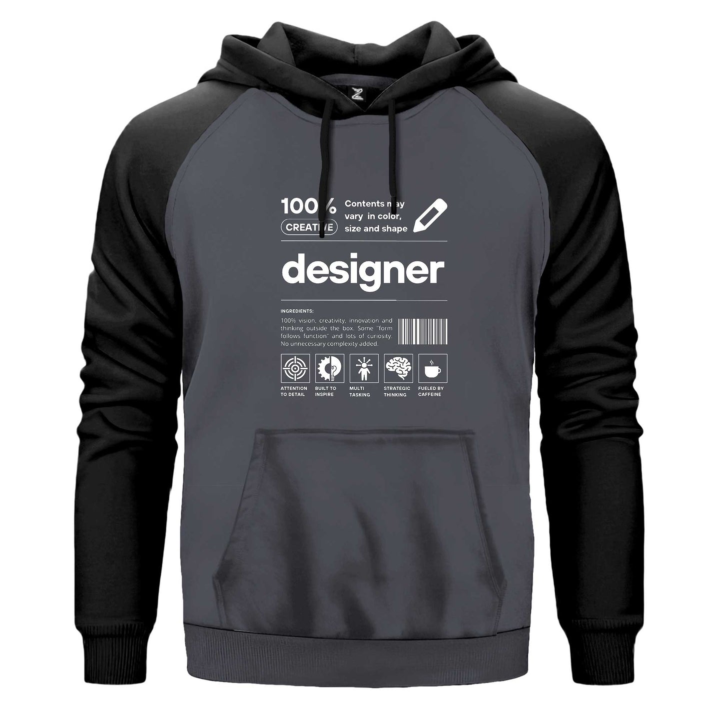 Designer Renkli Reglan Kol Sweatshirt Kapşonlu