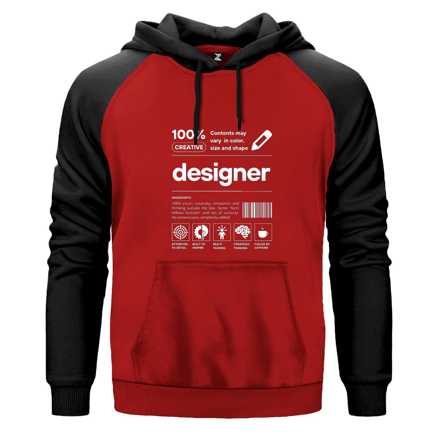 Designer Renkli Reglan Kol Sweatshirt Kapşonlu