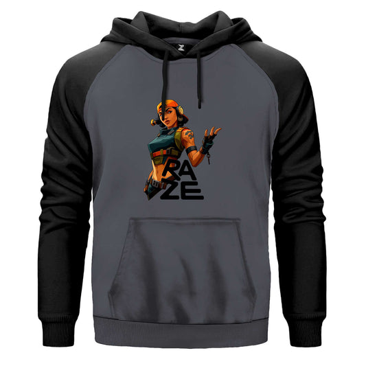 Valorant Raze Renkli Reglan Kol Sweatshirt Kapşonlu