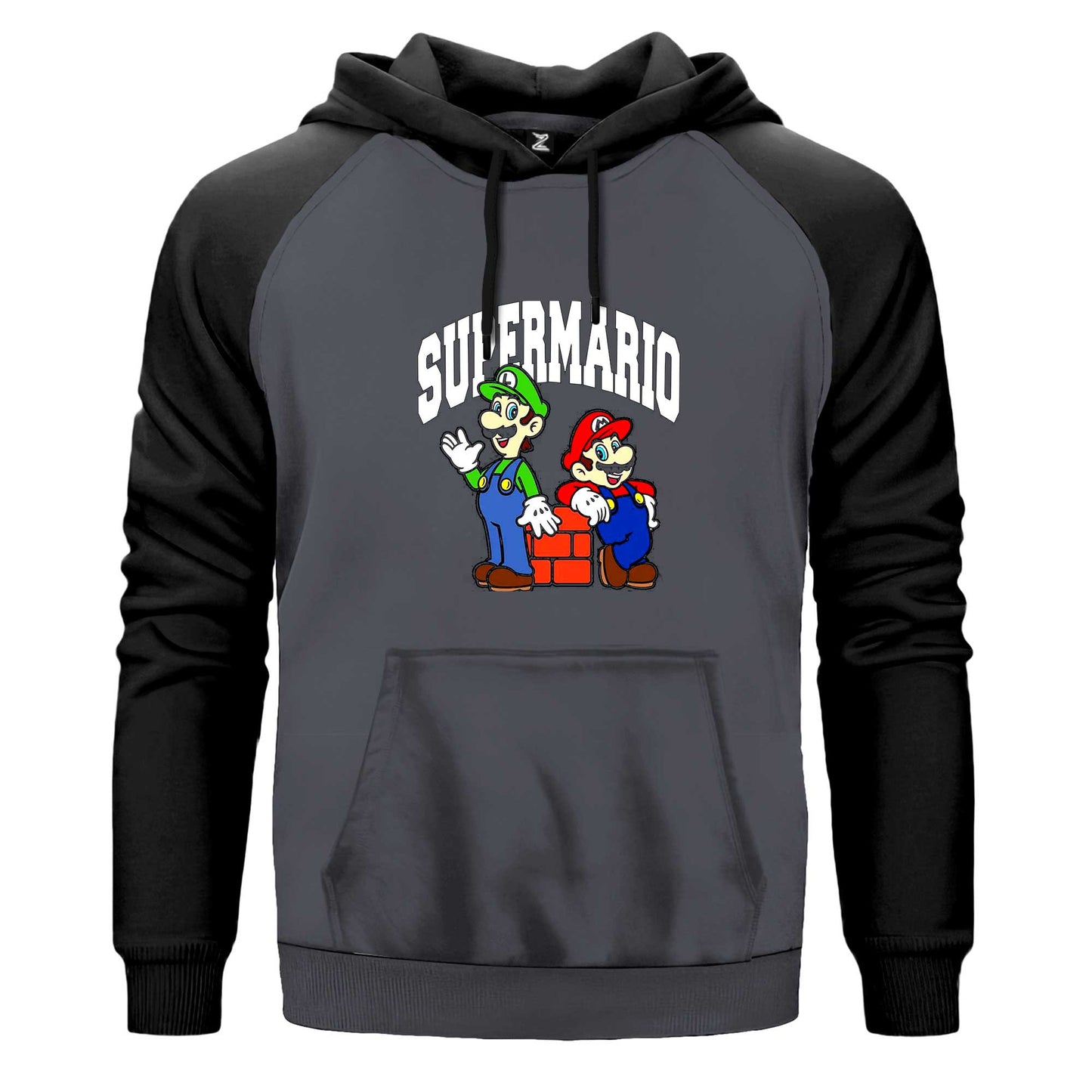 Süper Mario Renkli Reglan Kol Sweatshirt Kapşonlu