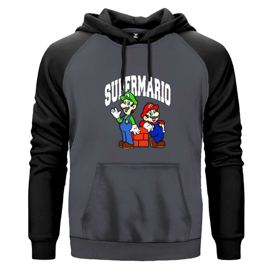 Süper Mario Renkli Reglan Kol Sweatshirt Kapşonlu
