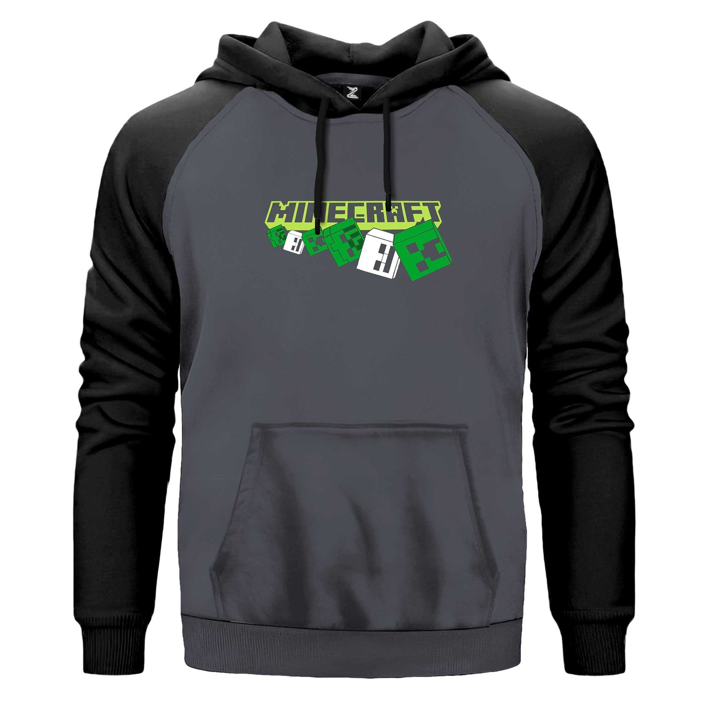 Minecraft Skeleton And Creeper Renkli Reglan Kol Sweatshirt Kapşonlu