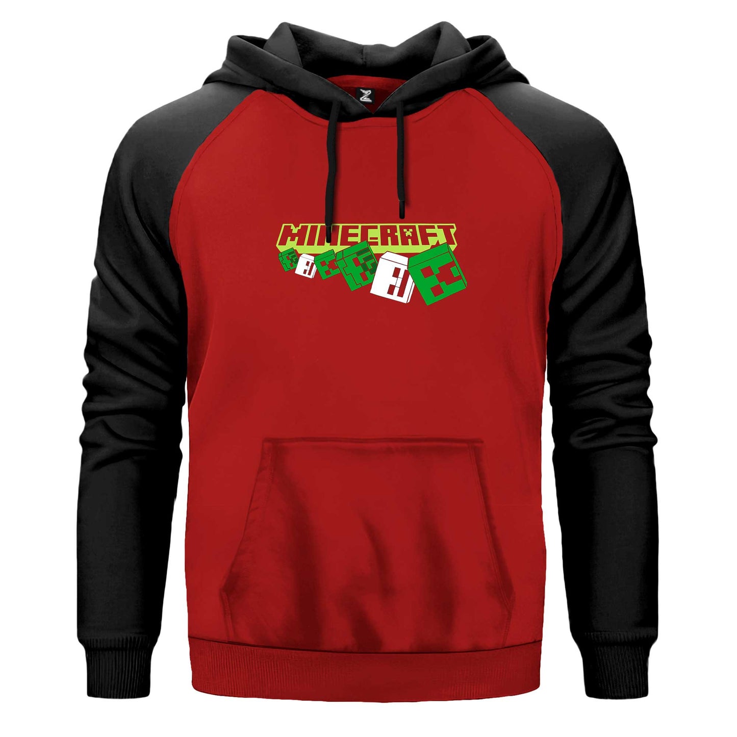 Minecraft Skeleton And Creeper Renkli Reglan Kol Sweatshirt Kapşonlu