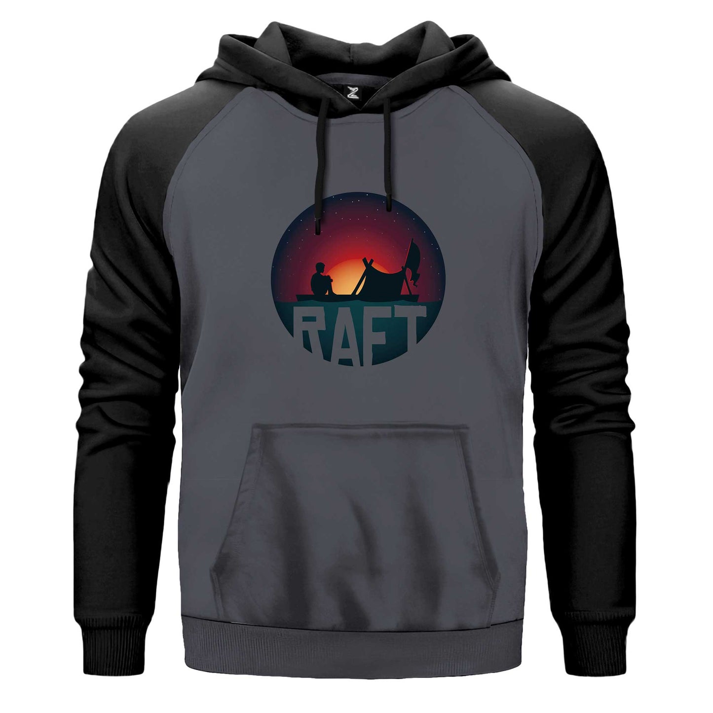 Raft Icon Renkli Reglan Kol Sweatshirt Kapşonlu