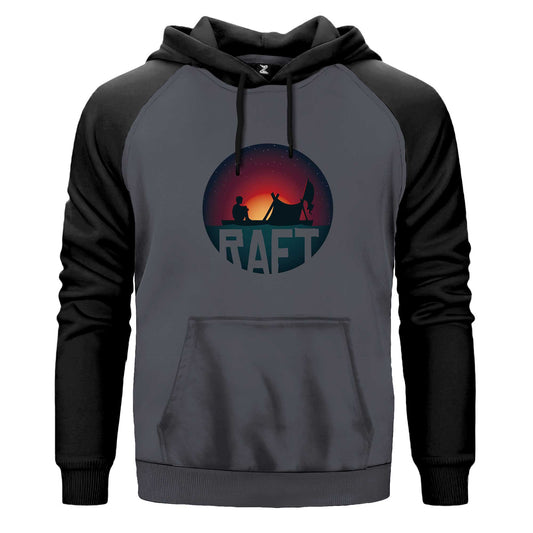 Raft Icon Renkli Reglan Kol Sweatshirt Kapşonlu