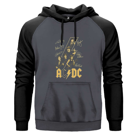 Ac Dc Silüet İmza Renkli Reglan Kol Sweatshirt Kapşonlu