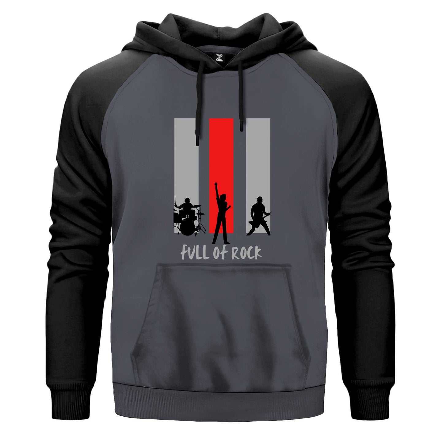 Full Of Rock Siyah Fermuarlı Kapşonlu Sweatshirt