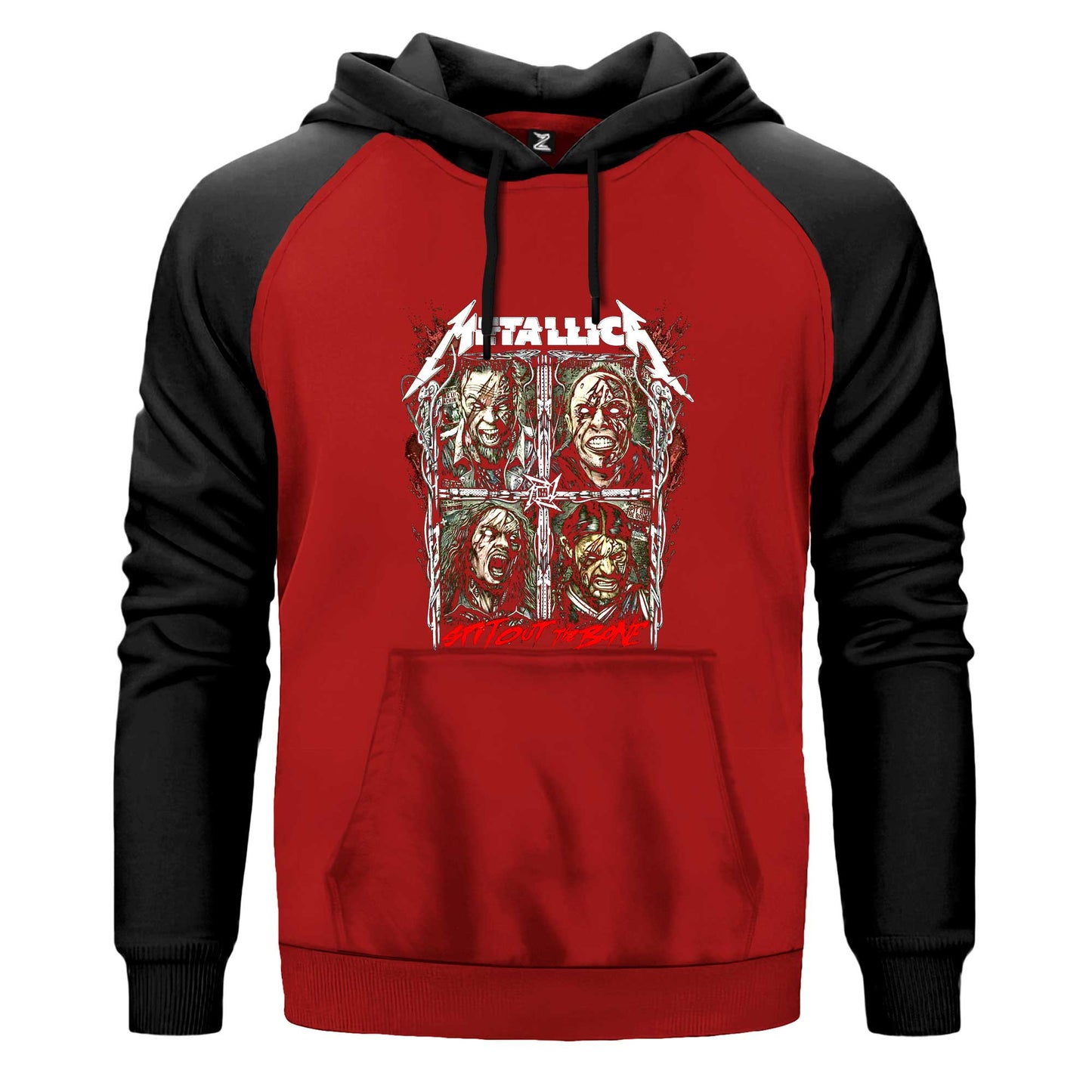 Metallica Spitout The Bone Renkli Reglan Kol Sweatshirt Kapşonlu