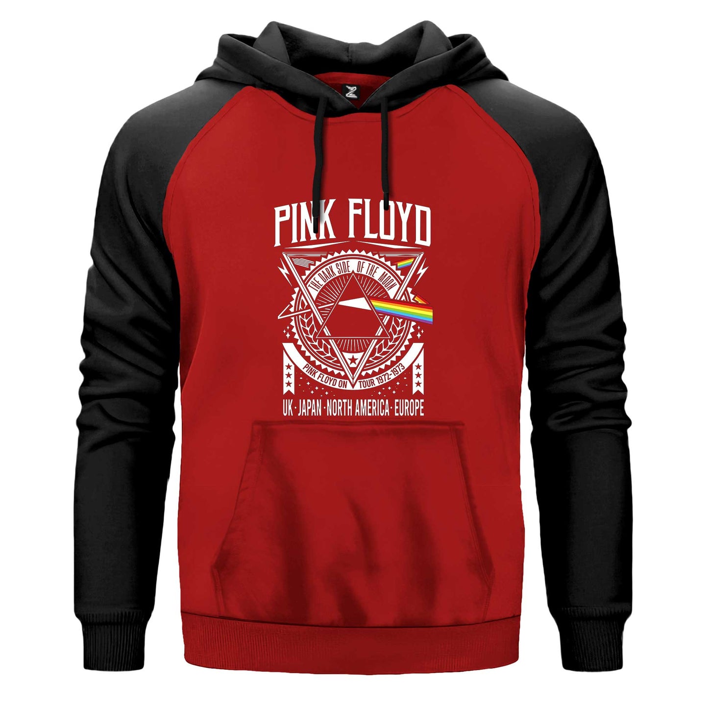 Pink Floyd Tour 1972 1973 Renkli Reglan Kol Sweatshirt Kapşonlu