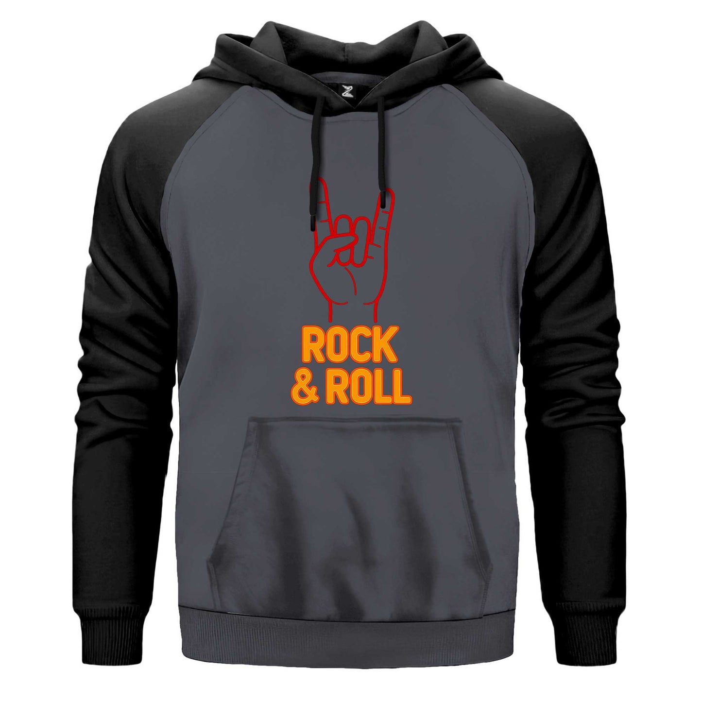 Rock Roll Siyah Fermuarlı Kapşonlu Sweatshirt