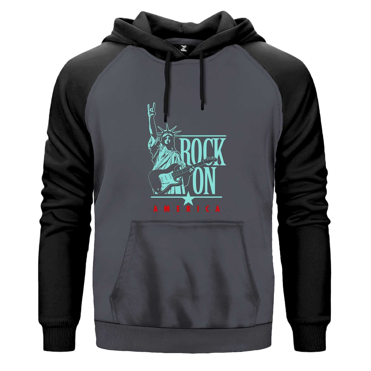 Rock On America Renkli Reglan Kol Sweatshirt Kapşonlu