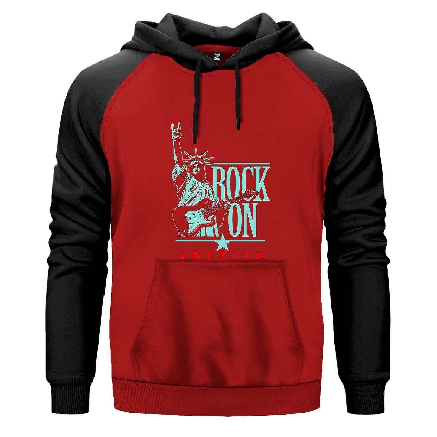 Rock On America Renkli Reglan Kol Sweatshirt Kapşonlu