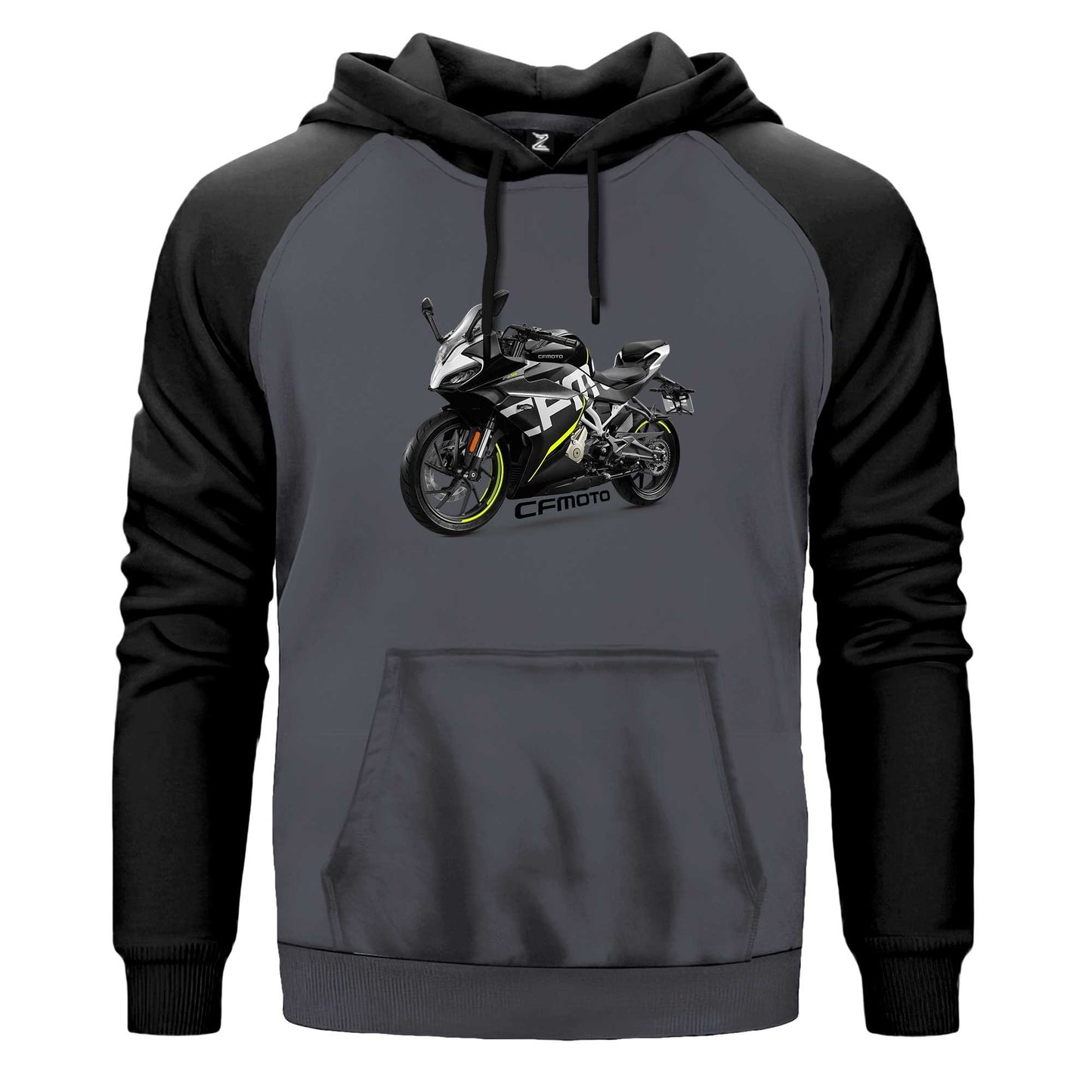 CFMOTO 250SR And Text Siyah Fermuarlı Kapşonlu Sweatshirt