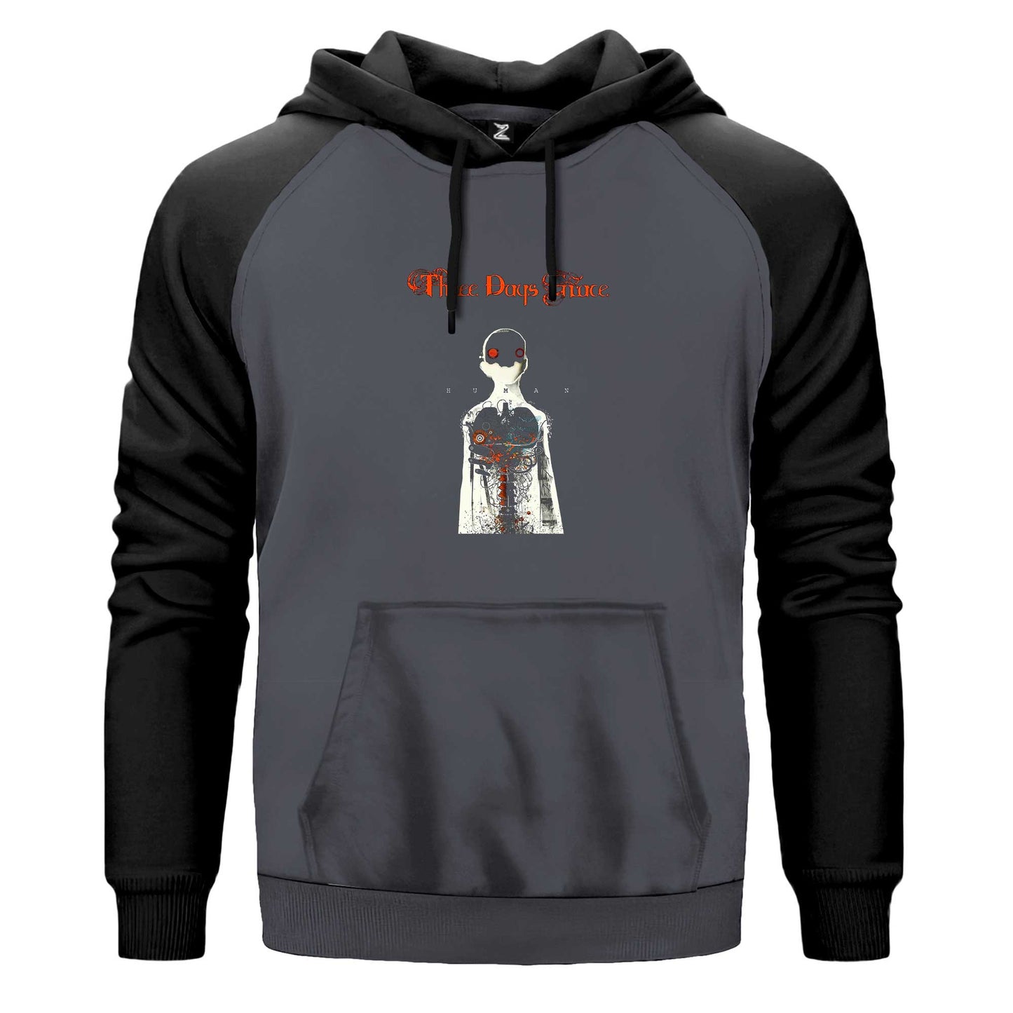 Three Days Grace Human Renkli Reglan Kol Sweatshirt Kapşonlu