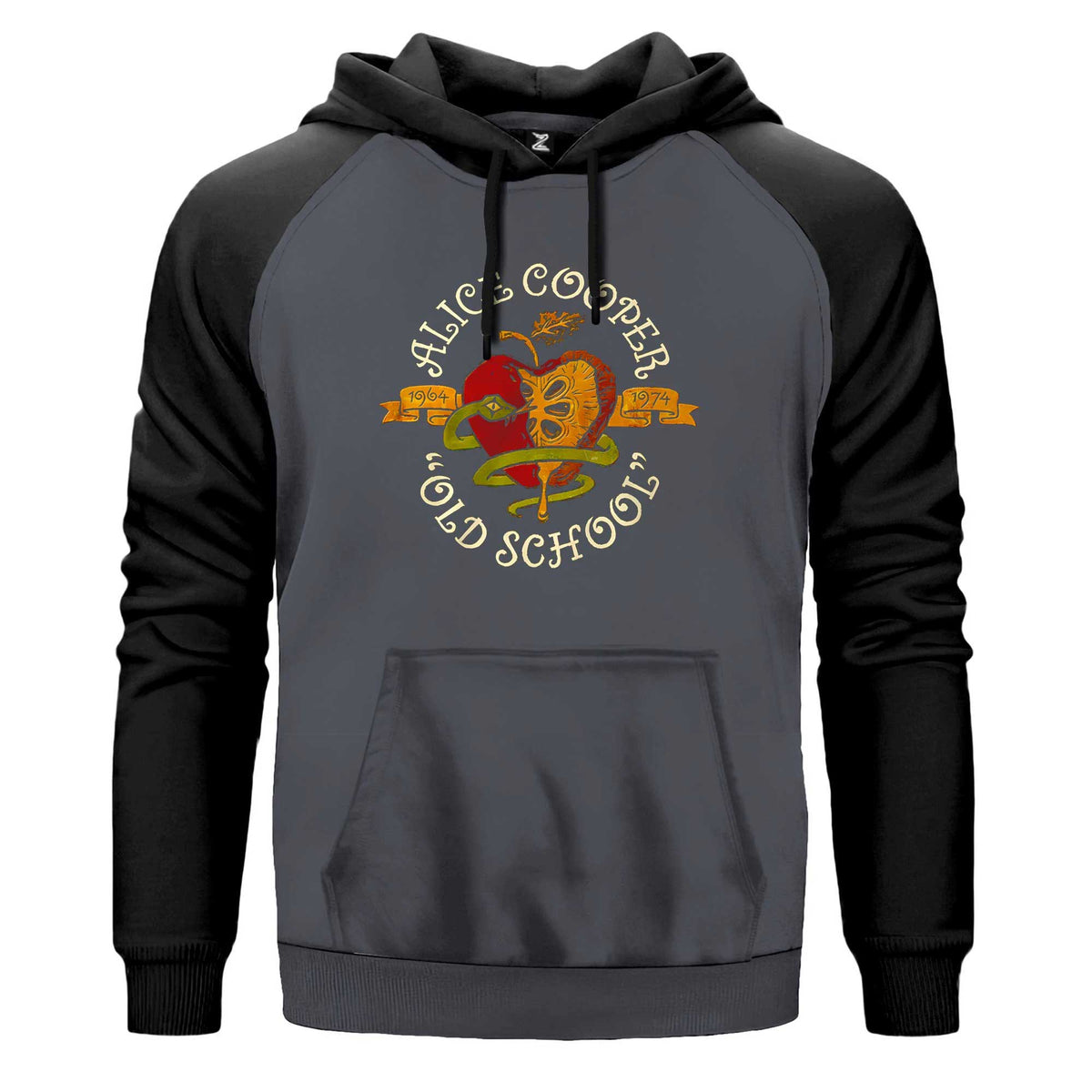Alice Cooper Old School Renkli Reglan Kol Sweatshirt Kapşonlu çift renk reglan kol kapşonlu sweatshirt - gri