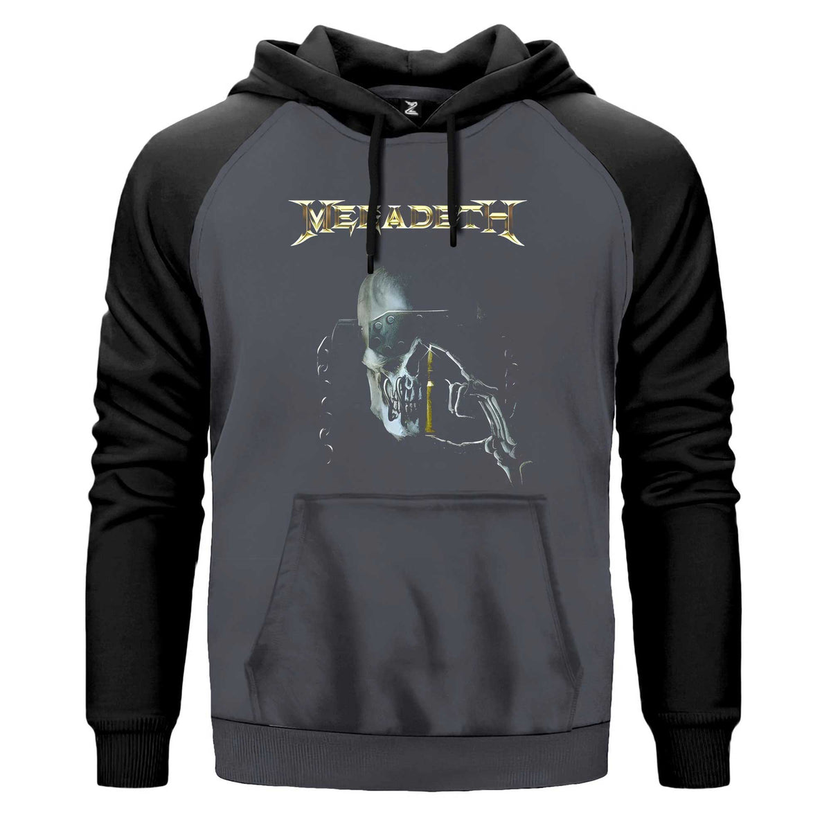 Megadeth Warchest Renkli Reglan Kol Sweatshirt Kapşonlu çift renk reglan kol kapşonlu sweatshirt - gri