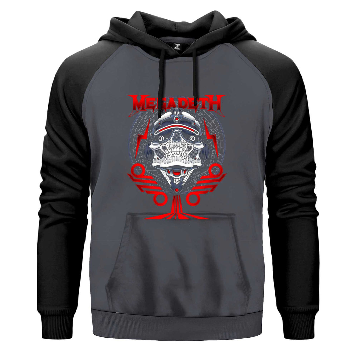 Megadeth The Walls Are Closing Renkli Reglan Kol Sweatshirt Kapşonlu çift renk reglan kol kapşonlu sweatshirt - gri