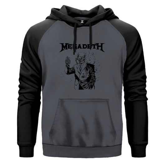 Megadeth Vic Rattlehead Portre Renkli Reglan Kol Sweatshirt Kapşonlu