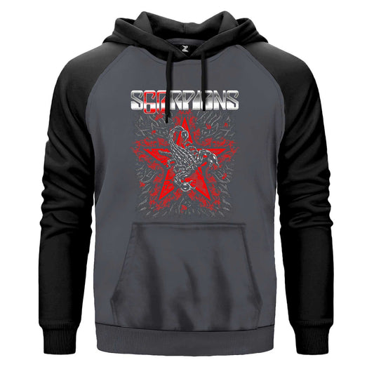 Scorpions Red Star Renkli Reglan Kol Sweatshirt Kapşonlu