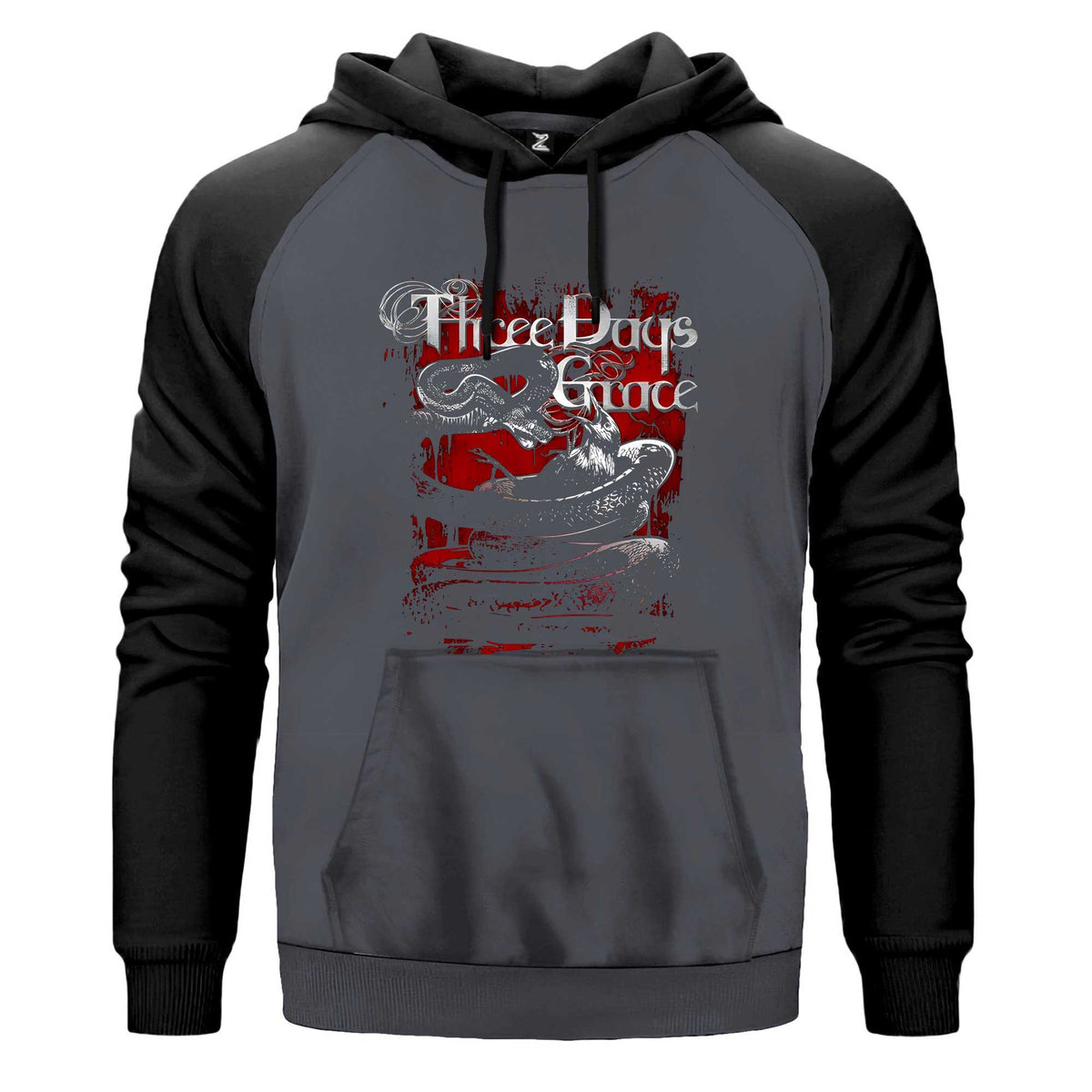 Three Days Grace Food Chain Renkli Reglan Kol Sweatshirt Kapşonlu çift renk reglan kol kapşonlu sweatshirt - gri