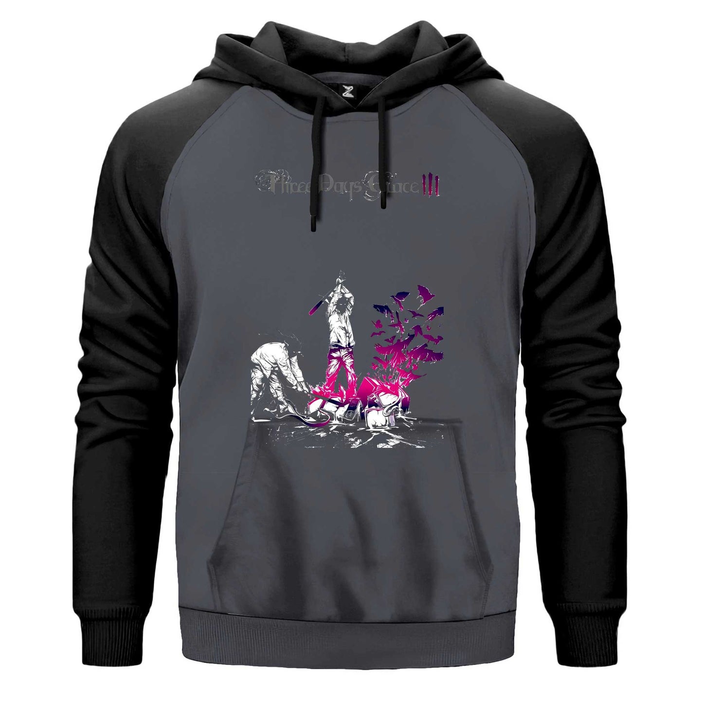 Three Days Grace Life Starts Now Renkli Reglan Kol Sweatshirt Kapşonlu