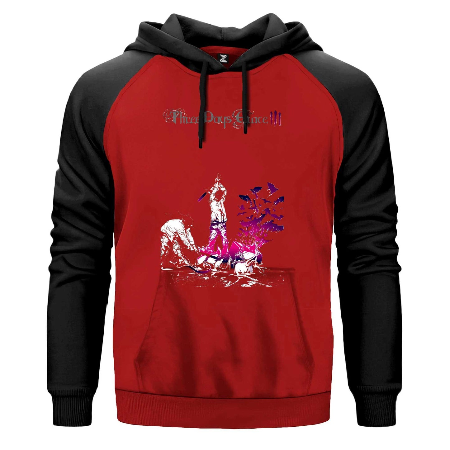Three Days Grace Life Starts Now Renkli Reglan Kol Sweatshirt Kapşonlu