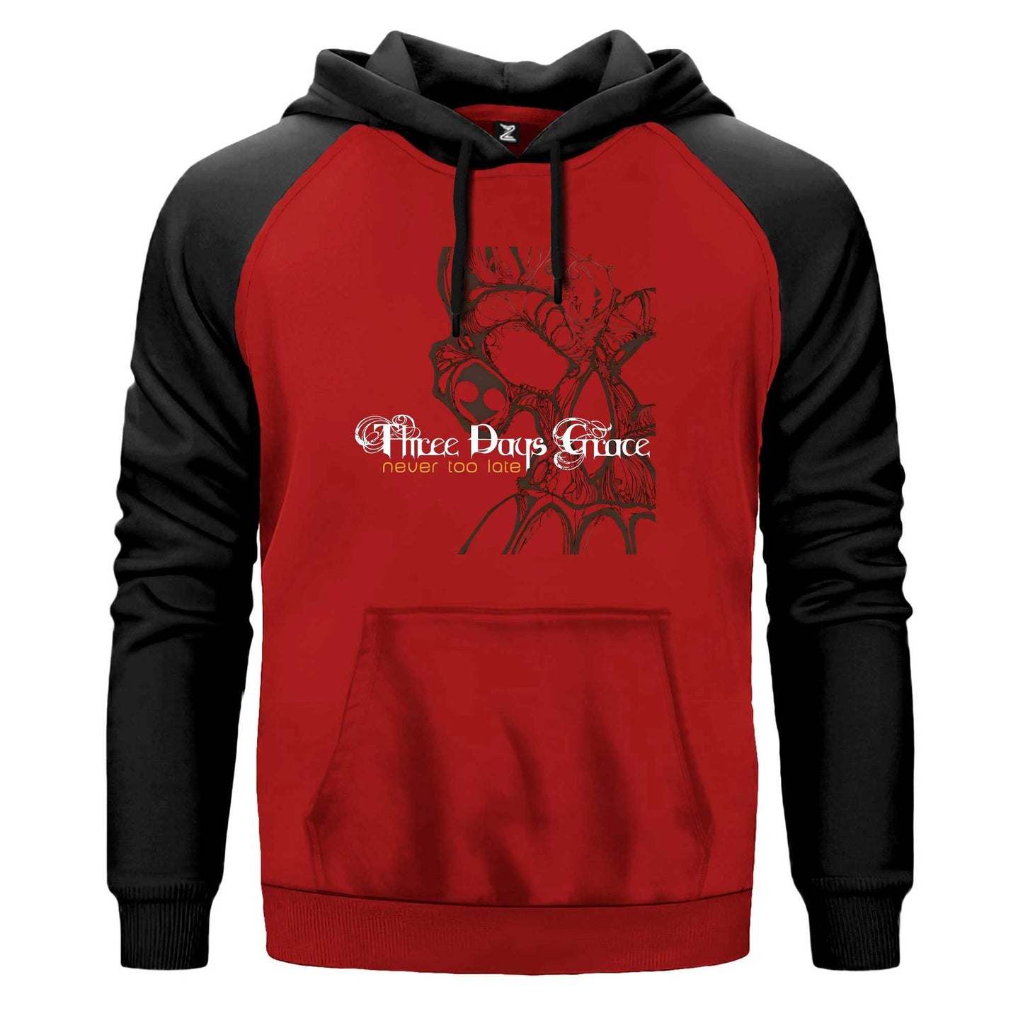 Three Days Grace Never Too Late Renkli Reglan Kol Sweatshirt Kapşonlu