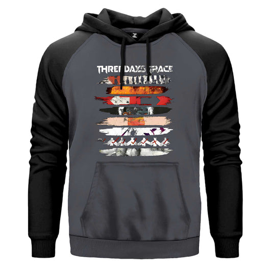 Three Days Grace Album Covers Renkli Reglan Kol Sweatshirt Kapşonlu